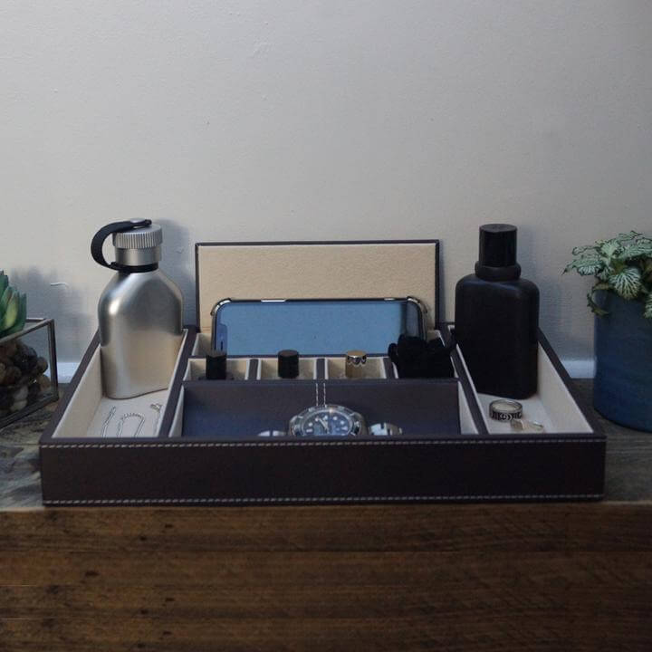 Men's Valet Tray Black vegan leather