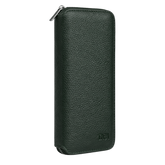 Large jewellery travel case in dark green leather with no background.