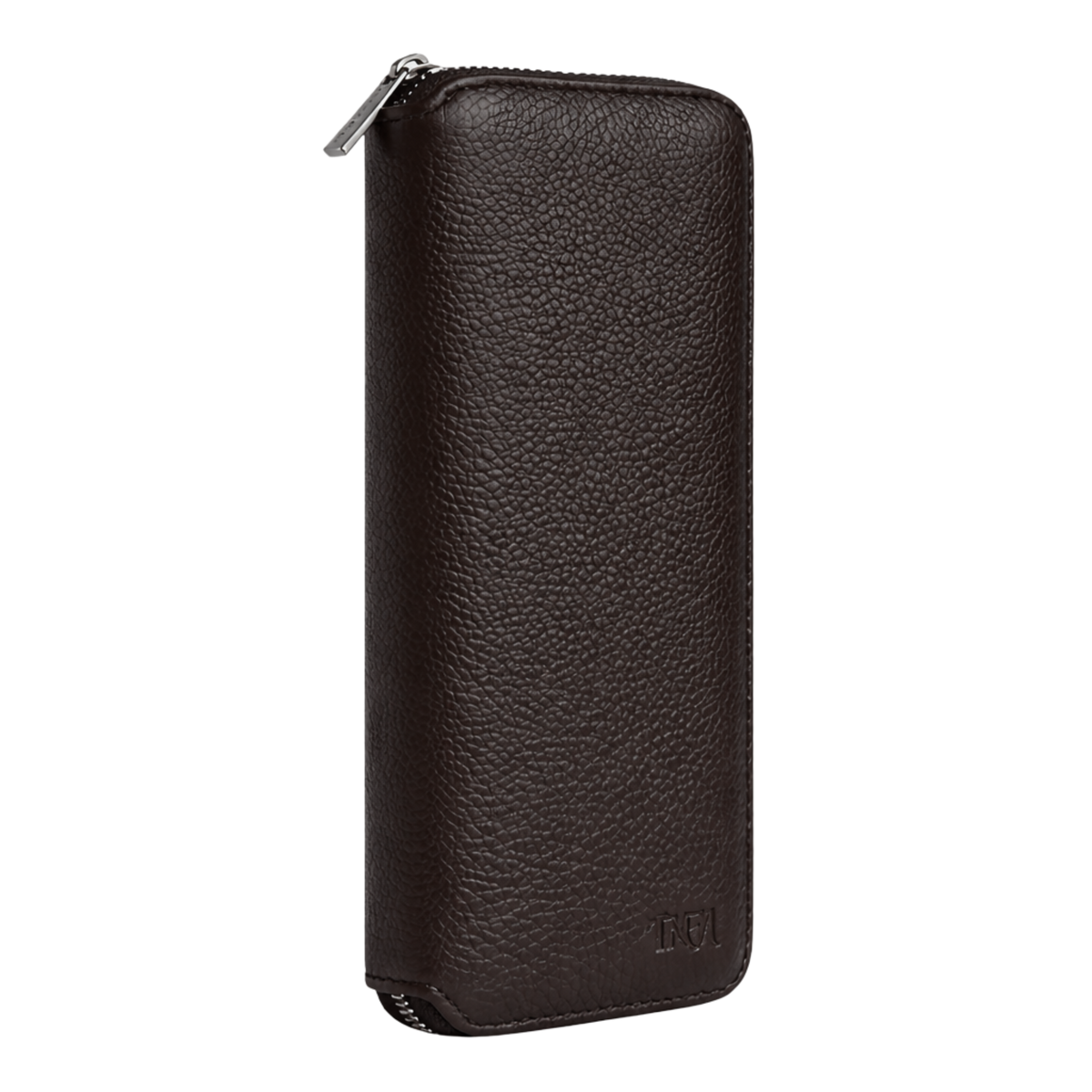 Large brown leather jewellery case with no background.