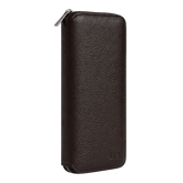 Large brown leather jewellery case with no background.