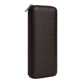 Large brown leather jewellery case with no background.