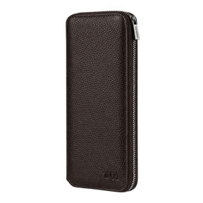 Large brown leather jewellery case with no background.