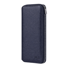 Large jewellery travel case in navy blue leather with no background.