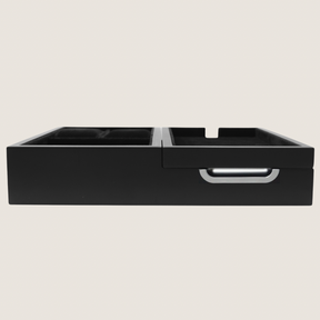 Front view of the LDN II men’s watch, jewellery and accessory organiser in black by Transform, product-only on a plain background.