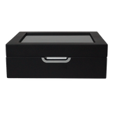 Front view of the LDN IV men’s 4-slot watch and jewellery box by Transform, shown closed on a plain background.