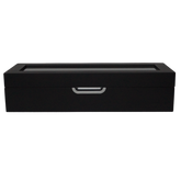 Front view of the LDN VI men’s 6-slot black watch box by Transform with the lid closed.