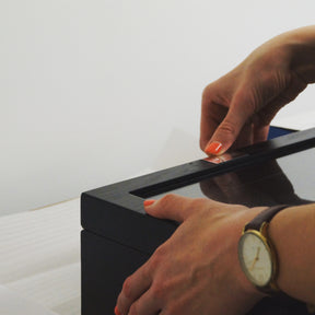 Personalised engraving plate being added to a watch box by Transform