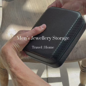 Video of a man protecting his watches and jewellery inside the Stealth II watch and jewellery travel case by transform.