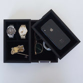 2 watch slot box men's wooden valet tray bedside organiser