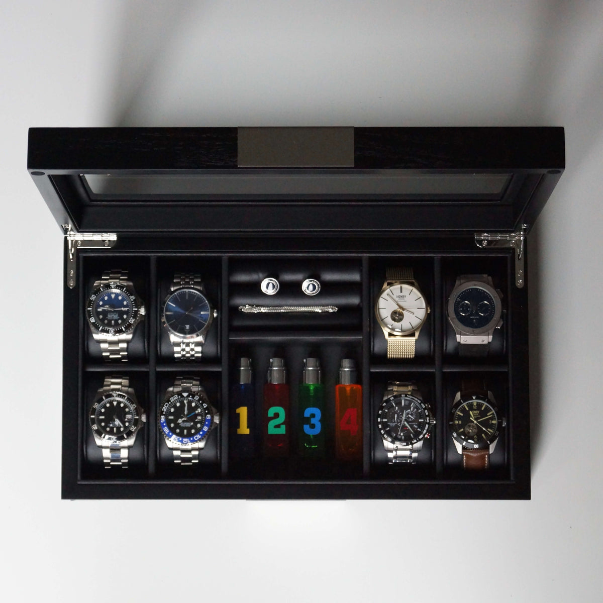 Men's 8 slot watch box cufflink storage 