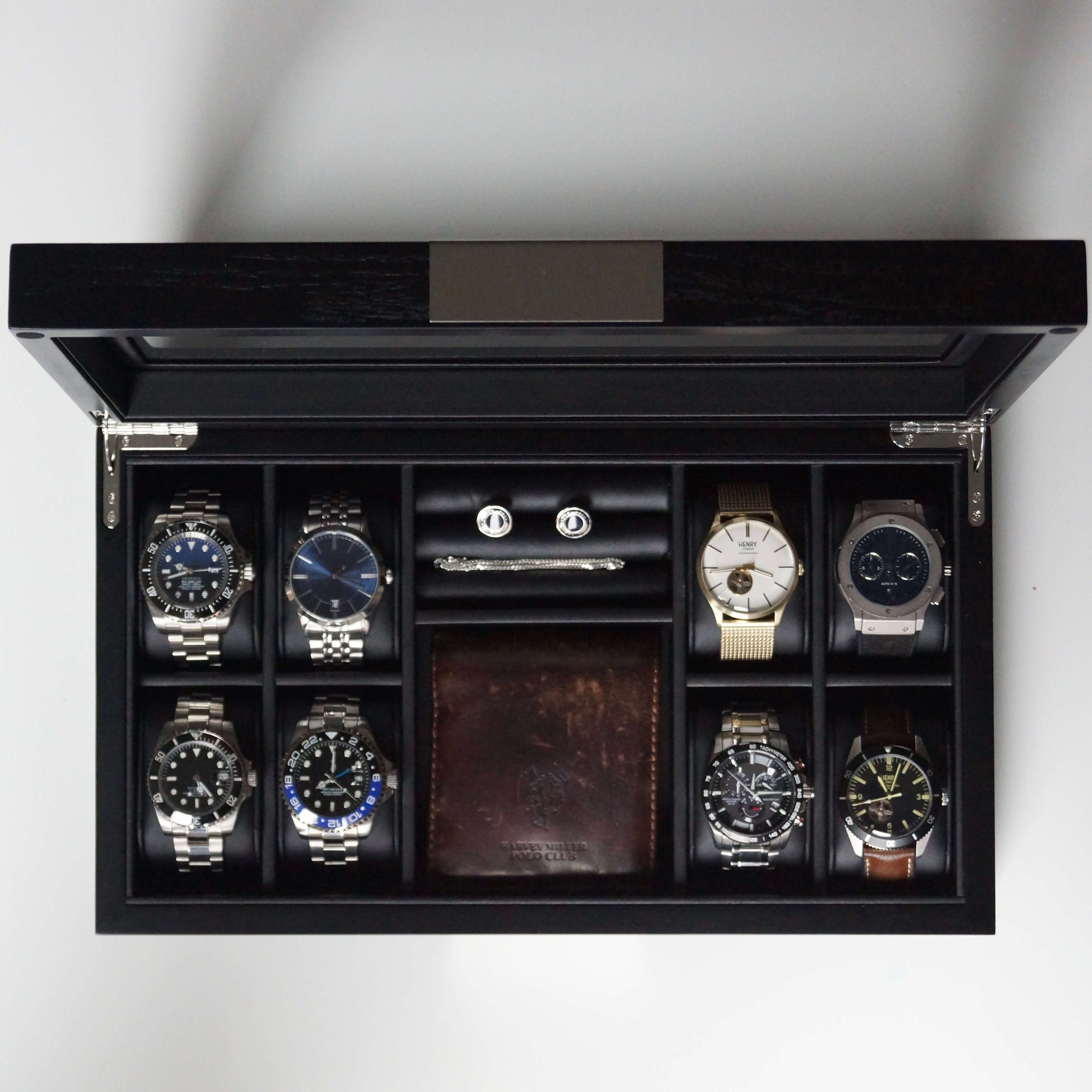 Men's 8 slot watch box cufflink storage 