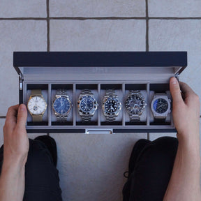 6 Slot watch box wooden grey UK Men's watch storage